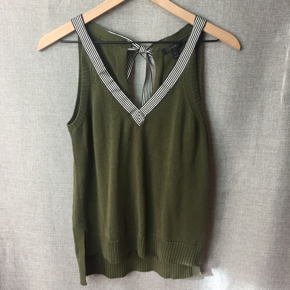 J. Crew Sleeveless Sweater Back Ribbon Tie Sz XS